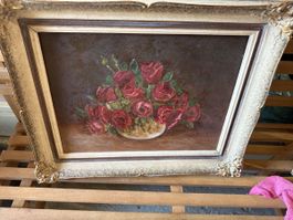 Gemälde Rosen mit Rahmen in gutem Zustand 50x40cm