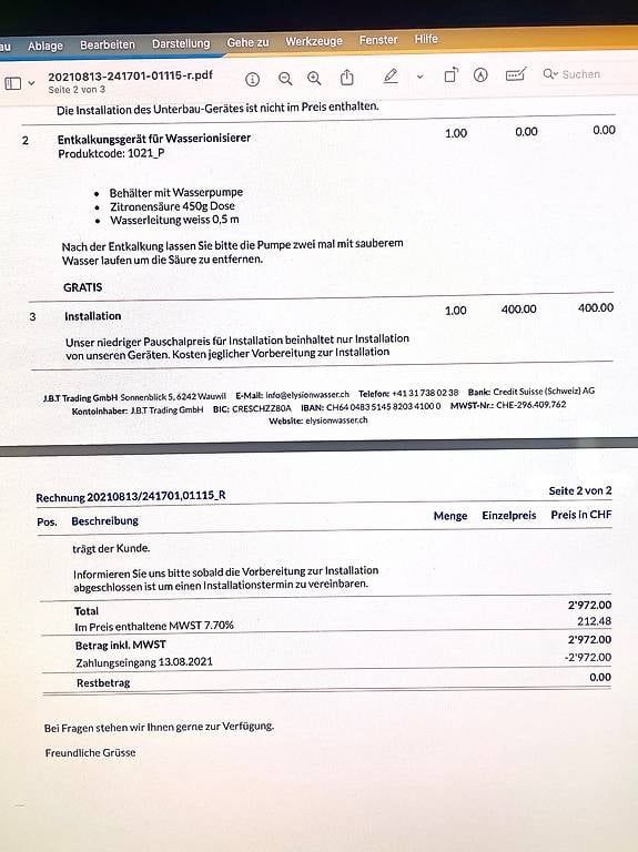 Sanitari: Elysion Wasserionisierer Einbaugerät – Usato da Bünzen venduto da mir_nx9w 3