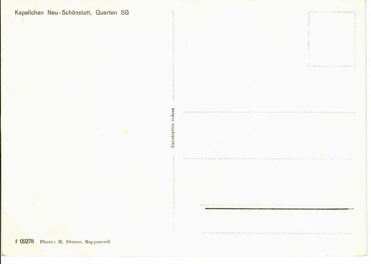 Cartoline postali: Kapellchen Neu Schönstatt Quarten SG – Usato da Hochdorf venduto da Ziegel-16 1