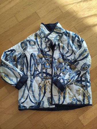 Veste vintage matelassée en soie motif style Hermès