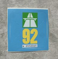 Original Schweizer Autobahnvignette 1992 mit Trägerpapier