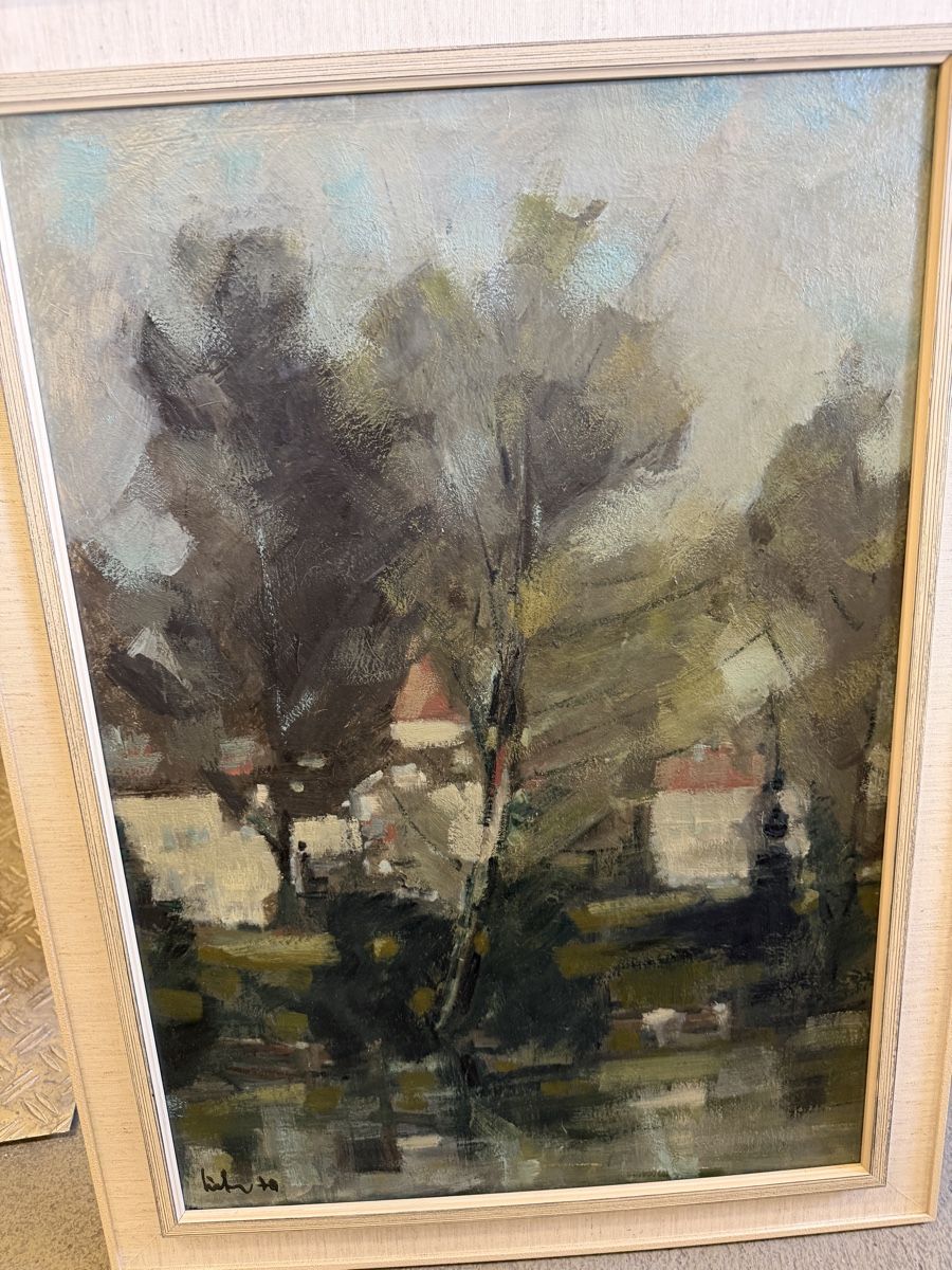 Tableaux: Ölgemälde Landschaft mit Haus signiert – D'occasion à Strengelbach par RaenAntikDesign 2