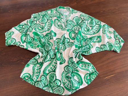 Sommer Bluse mit Grünem Muster, Gr. 42/44 Top Zustand