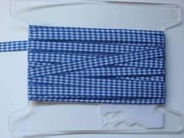 Karoband blau/weiss Polyester 1cm breit
