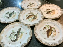 LIMOGES FRANCE 6 VINTAGE SPEISETELLER PORZELLAN, 50-ER, TOP