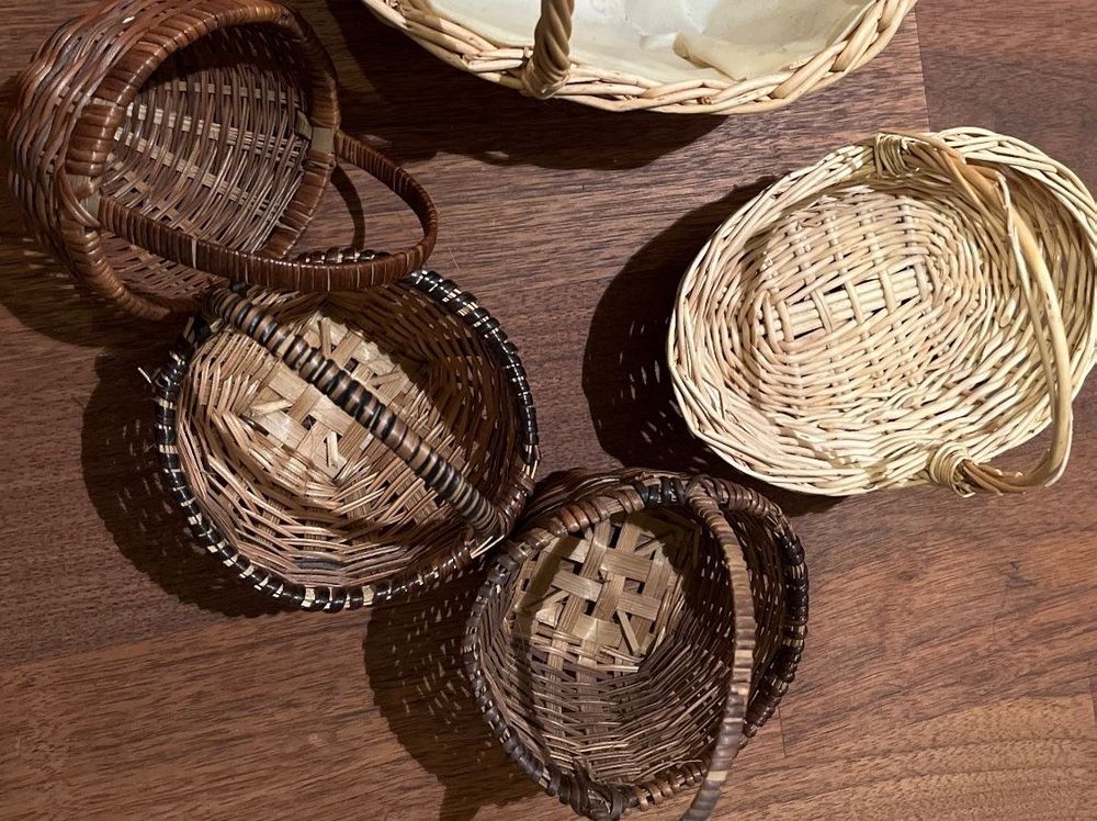 Alipis Elegante Geflochtene Blumenkörbe - Set Mit 4 Natürlichen Holzkörbchen Für Zuhause