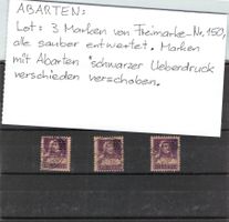 Abarten: 3 Marken von FM Nr.150,schwarzer Überdruck verschie