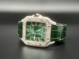 Cartier Santos Large Green Iced Out WSSA0018 2017