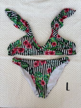 Bikini Blumen & Streifen Muster Grösse L