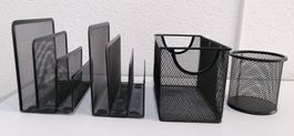 Schreibtisch Organizer 4-Teilig, Schwarz Metall, Top Zustand