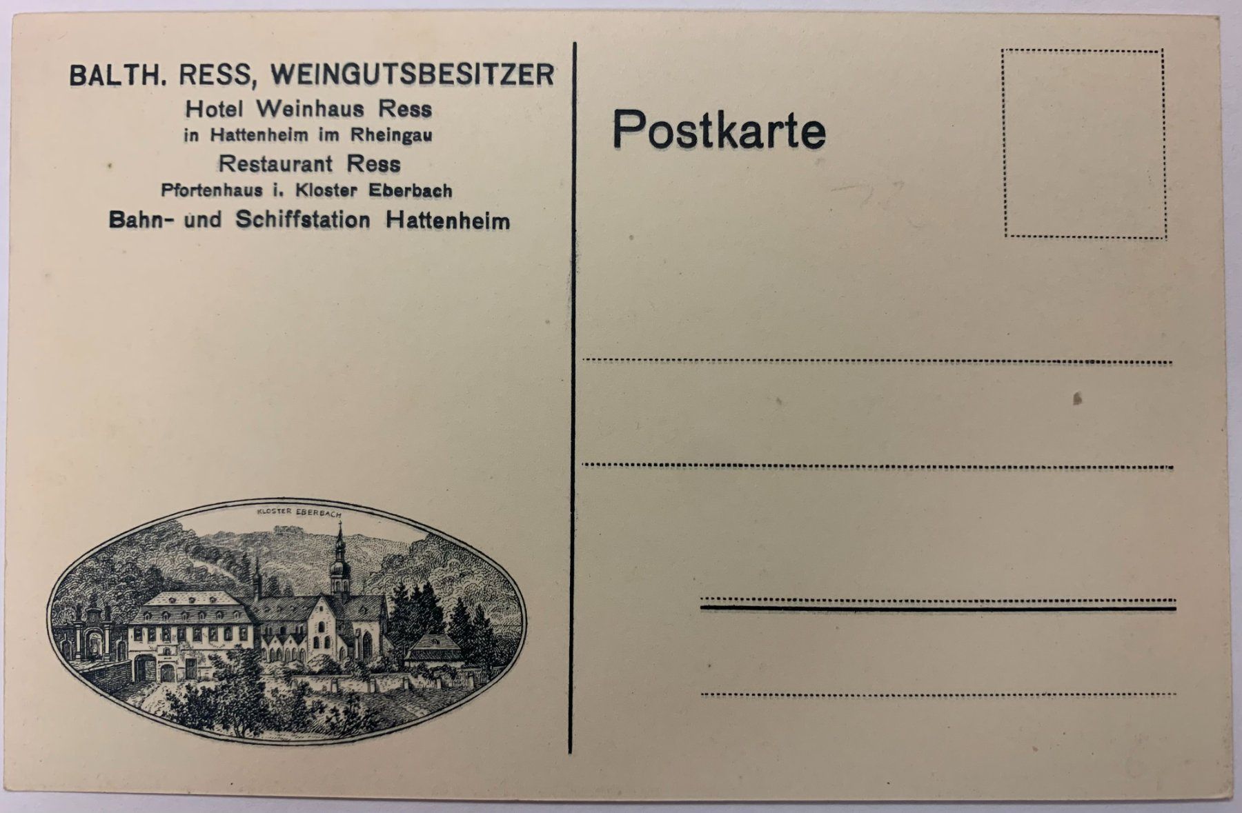Cartoline postali: 2 Postkarten - Die Mönche v. Kloster Eberbach -Weinhaus Ress – Usato da Gundetswil venduto da Egro100 3