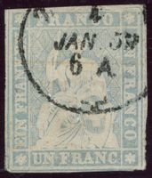 1856: Strubel 1 Fr. grau SBK Nr. 27D mit Befund
