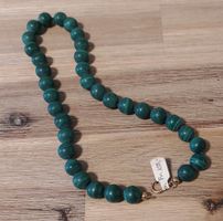 Neue Malachit-Kette matt 10mm, Goldverschluss 47cm lang