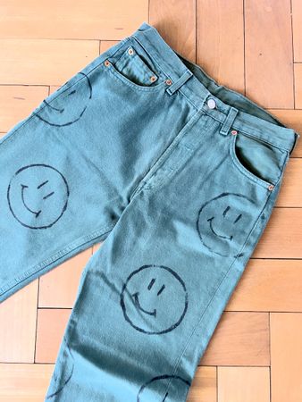 Levis Vintage Smiley Jeans in grün Grösse Small