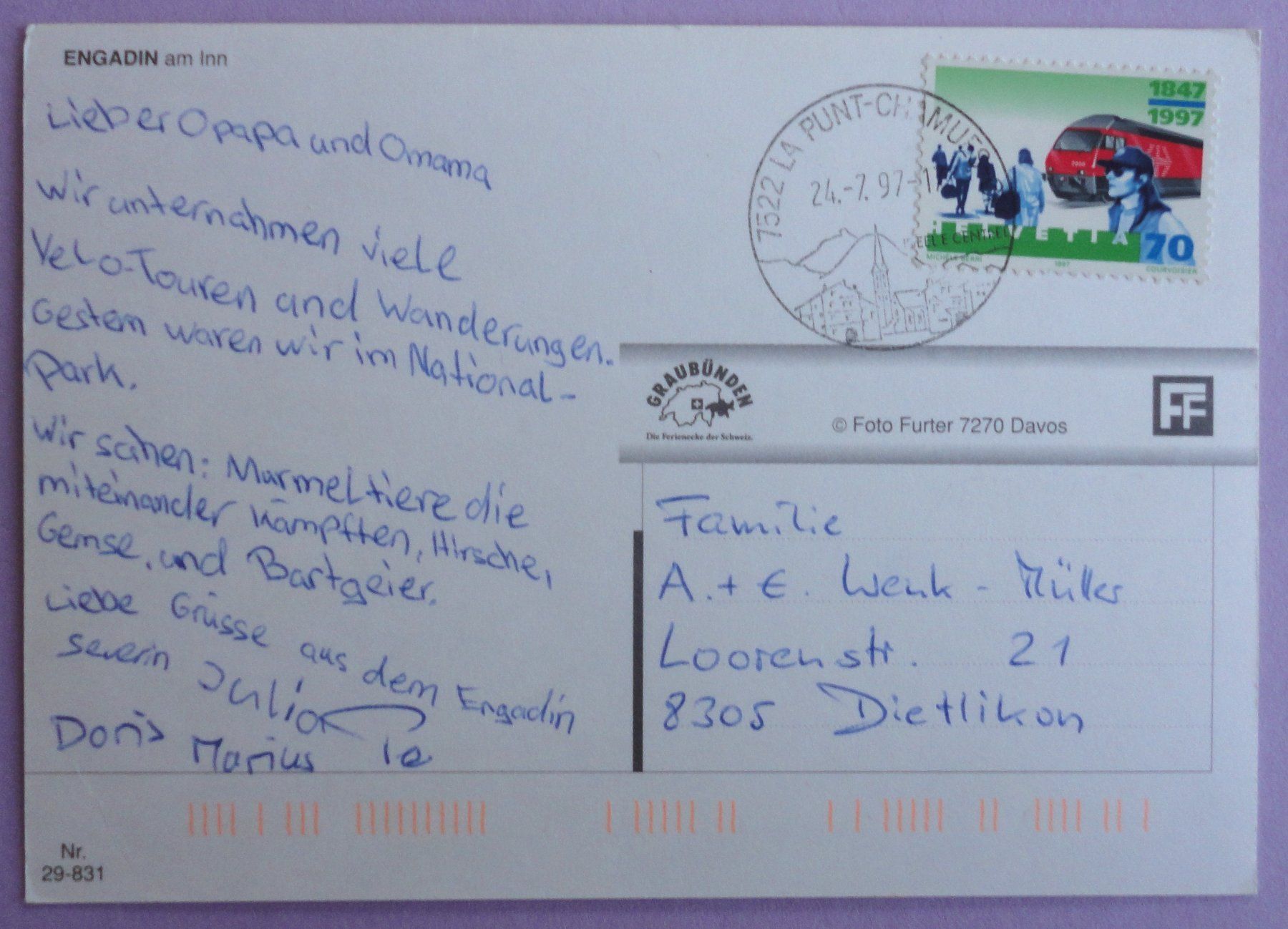 Cartes postales: Engadin am Inn – D'occasion à Fétigny par Billy2miny 1
