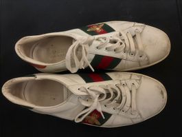 Gucci Baskets Cuir Blanc, abeille brodée, Taille 43