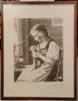 Bild: Mädchen am Stricken von P.Gmünder