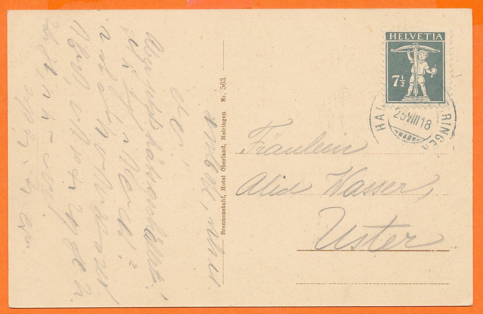 Ansichtskarten: Kurhaus HANDEGGFALL - 3 spännige - Postkutsche 1918 – Gebraucht aus Liestal von flohmy 1