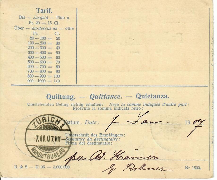 Tutti i francobolli: interne Postanweisung 1907 – Usato da Hochdorf venduto da Ziegel-16 1