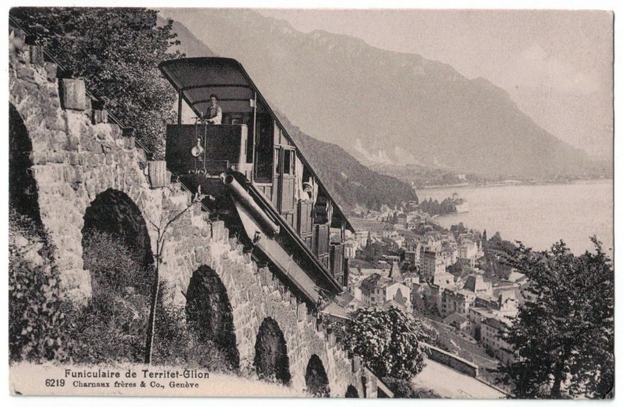 Cartoline postali: Funiculaire Territet-Glion, circulée 1912 – Usato da Frauenfeld venduto da POML