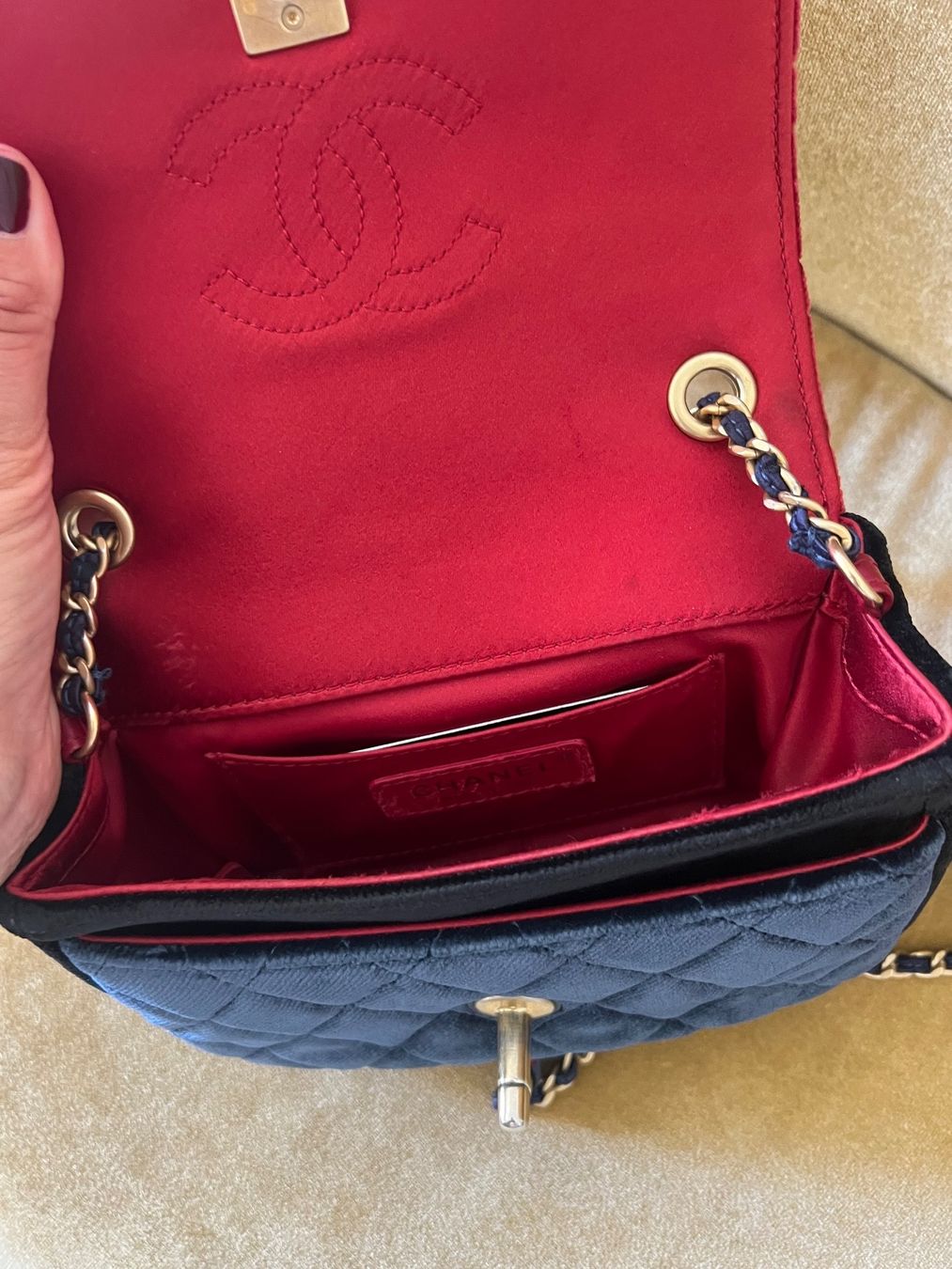 Chanel Taschen: Sac Chanel en velours tricolor – Gebraucht aus Lutry von roxypoxy 6