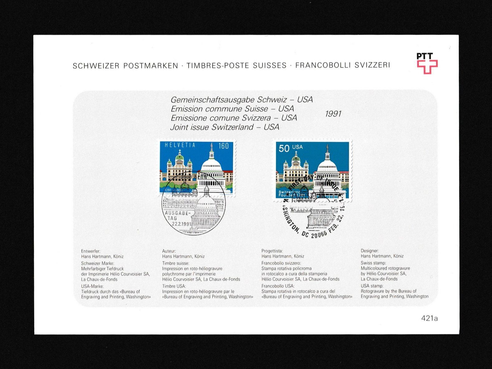 Tutti i francobolli: 2x FDC Schweiz - USA "Ausgabe 1991" – Nuovo (secondo la descrizione) da Dübendorf venduto da Jumbo1990 1