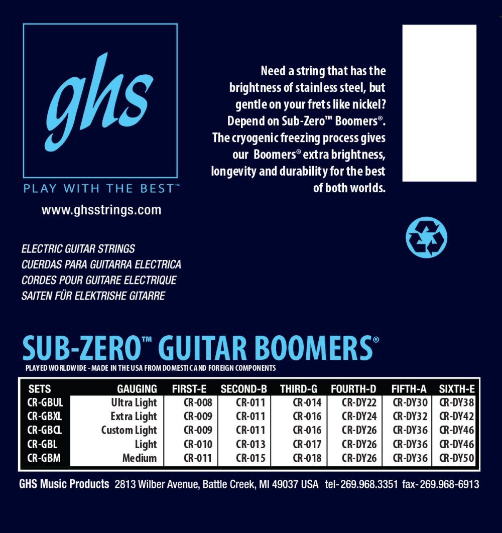 Musikinstrumente: GHS Strings 6-String Electric Guitar Sub-Zero Boomers 08-38 – Neu und originalverpackt aus Zofingen von Rodeln 1