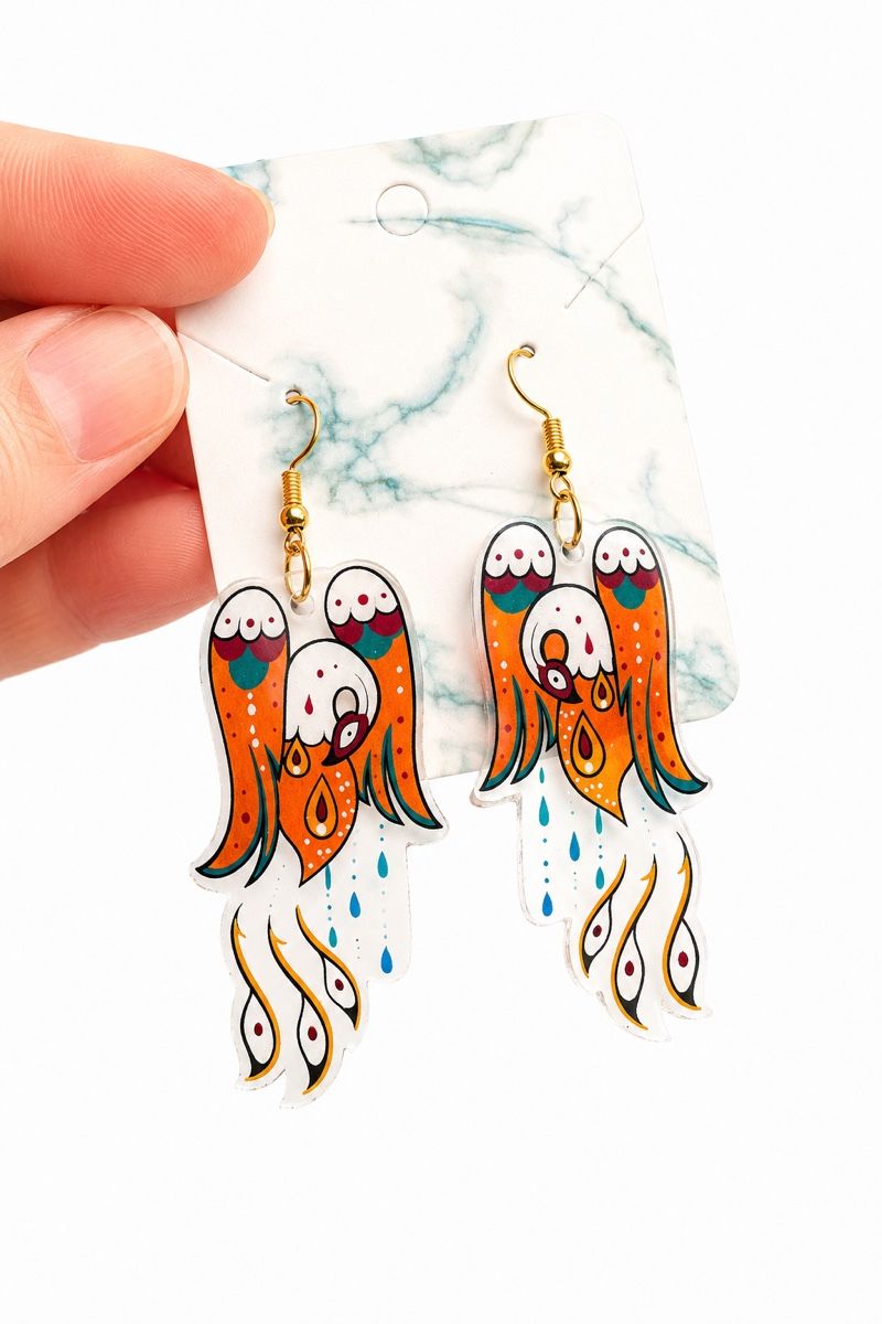 Boucles d'oreille: Boucles Oiseaux Art Nouveau oranges  – Neuf (Voir description) à St-Saphorin-Morges par chl_s5rr 1