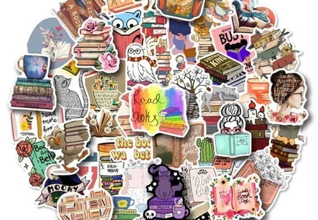 Bücher-Sticker Set – Journal-Aufkleber, Planer-Sticker, Buch-Liebhaber-Motive
