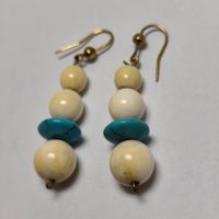 Boucles d'oreilles vintage argent 800 doré  Turquoise A1