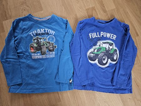 2 Langarmshirts, Traktor, Gr. 128