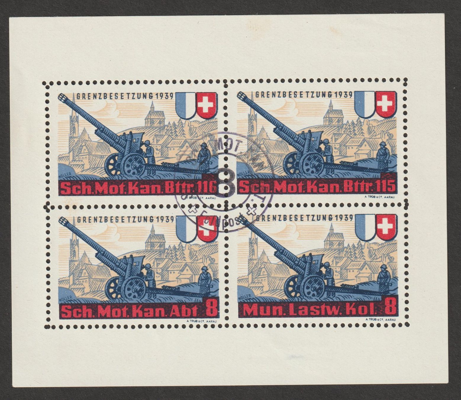 Tutti i francobolli: Artillerie Nr. 71b/3 o – Usato da Siebnen venduto da Fstaehli