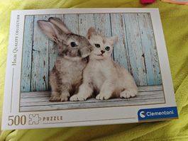 Puzzle 500 Teile Hase und Katze