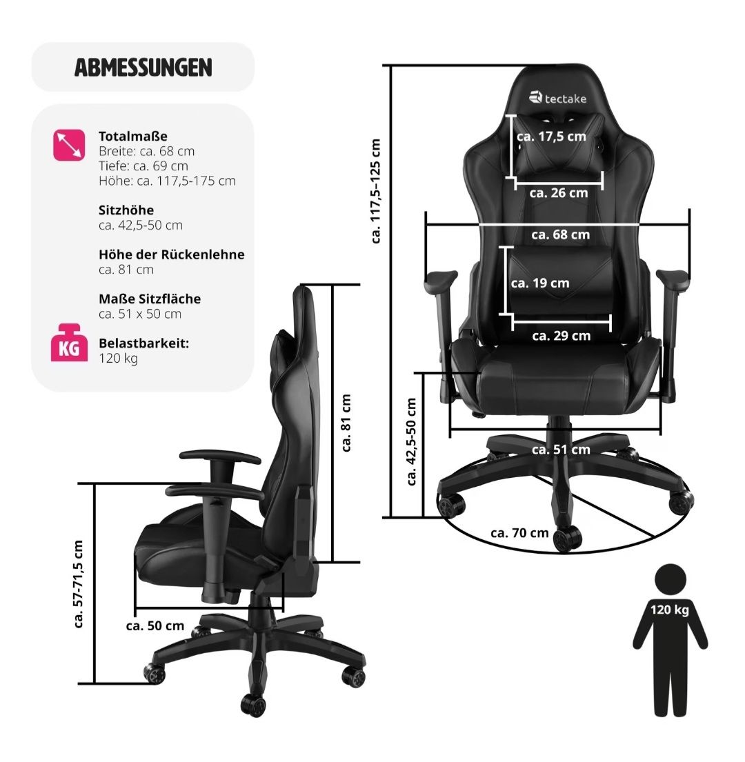 Chaises: Gaming Stuhl tectake – D'occasion à Bassersdorf par isu_hk9p 2