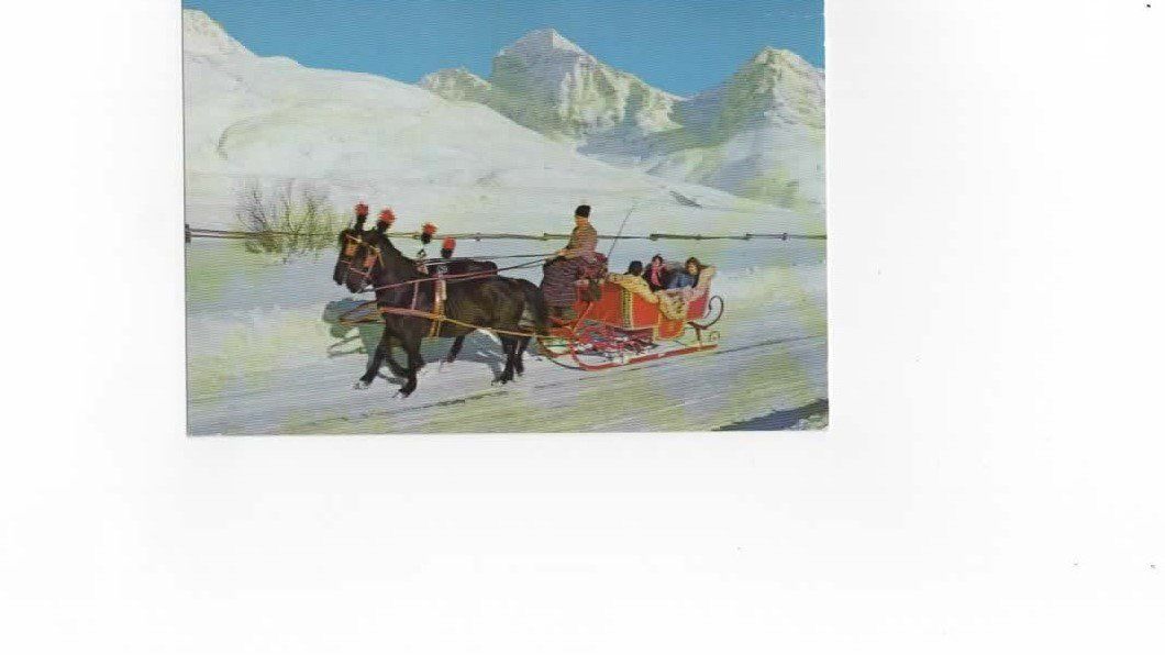 Cartoline postali: Schlittenfahrt im Engadin, Graubünden, Winter – Usato da Buchs AG venduto da Baerfisch