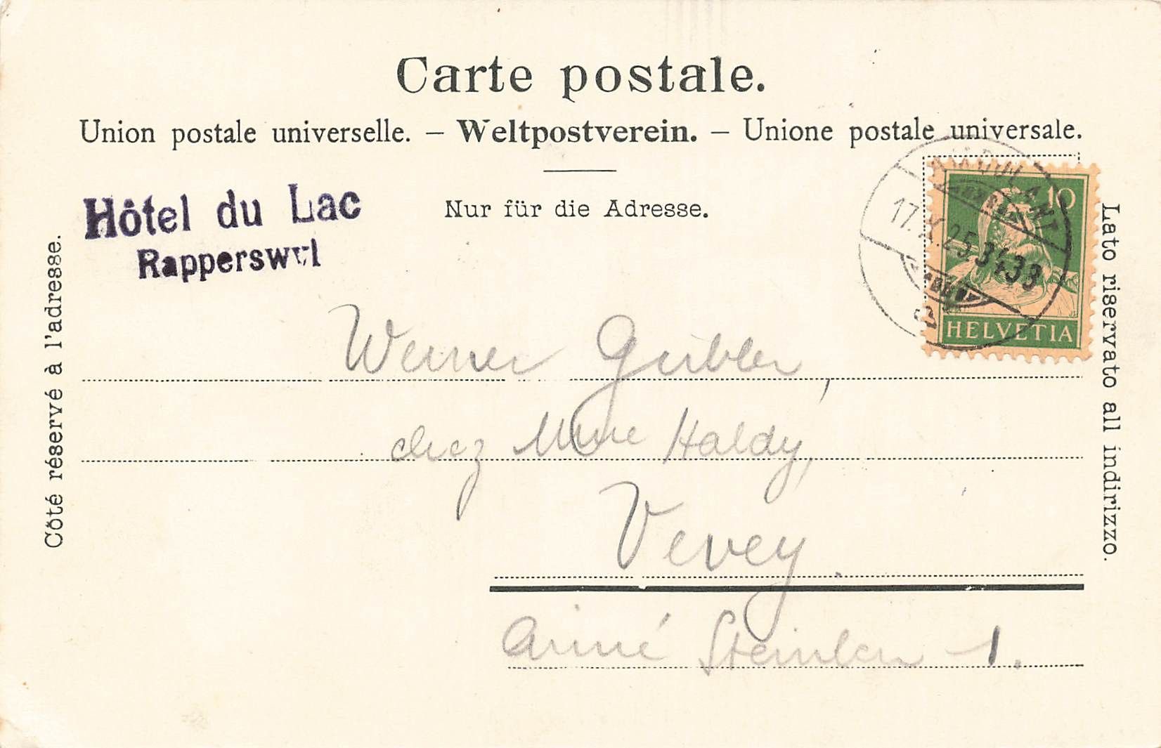 Cartoline postali: Rapperswil – Usato da Biasca venduto da Blenio71 1