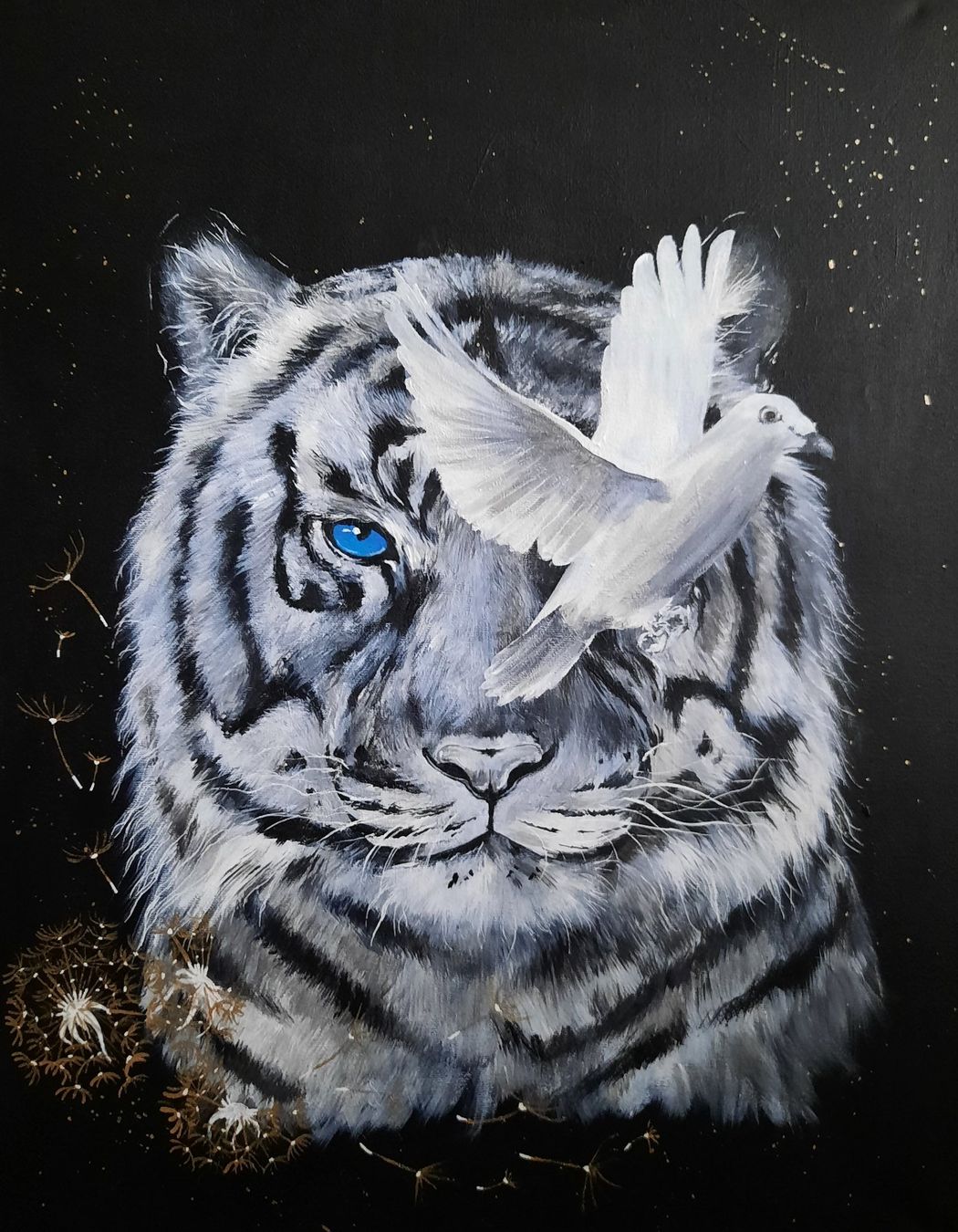 Dipinti: Acrylbild weisser Tiger – Usato da Seuzach venduto da Sarina84