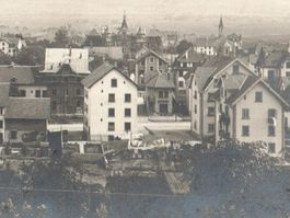 GRENCHEN: Quartieransicht, Echt-Foto-AK 1913, Versand USA