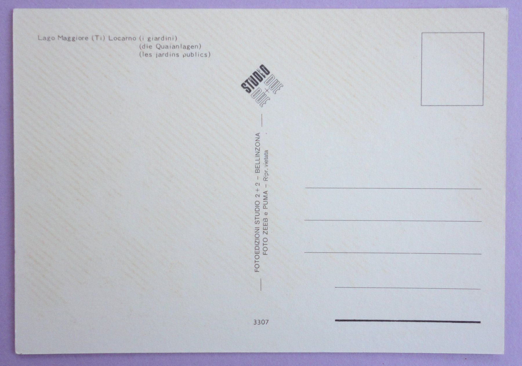Cartoline postali: Locarno (i giardini) – Usato da Fétigny venduto da Billy2miny 1