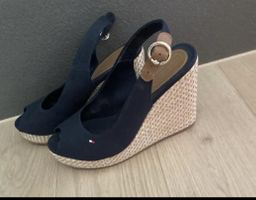 Tommy Hilfiger wedge espadrille heels navy size 38