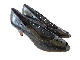 Pumps schwarz Peeptoe VINTAGE 70s Neu ungefüttert Gr. 38