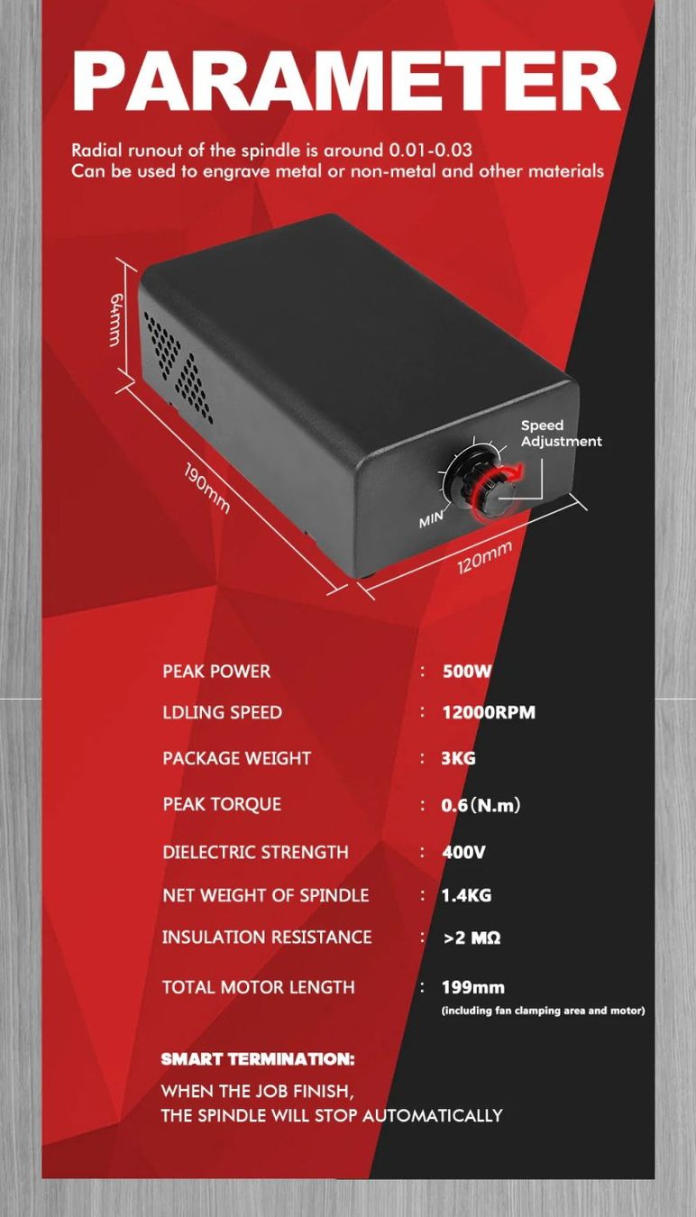 Tutte le macchine: TwoTrees CNC 500 W Spindelmotor-Set BlDC-Motor – Nuovo e nell'imballaggio originale da Malans GR venduto da BUYBEST-Schweiz 7