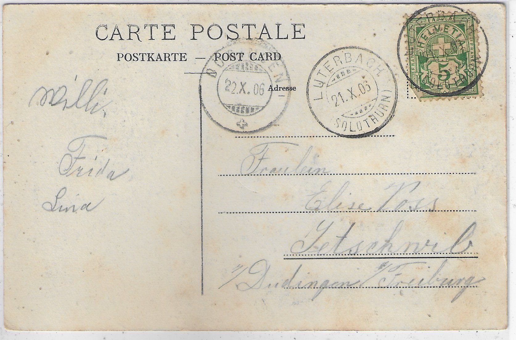 Cartoline postali: Gewerbe-Ausstellung  Solothurn 1906 – Usato da Ettingen venduto da Kartenplanet 1