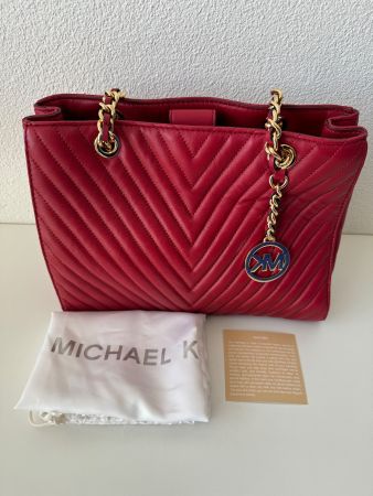 MK Handtasche Leder rot Gold Damen  Schultertasche  stylisch