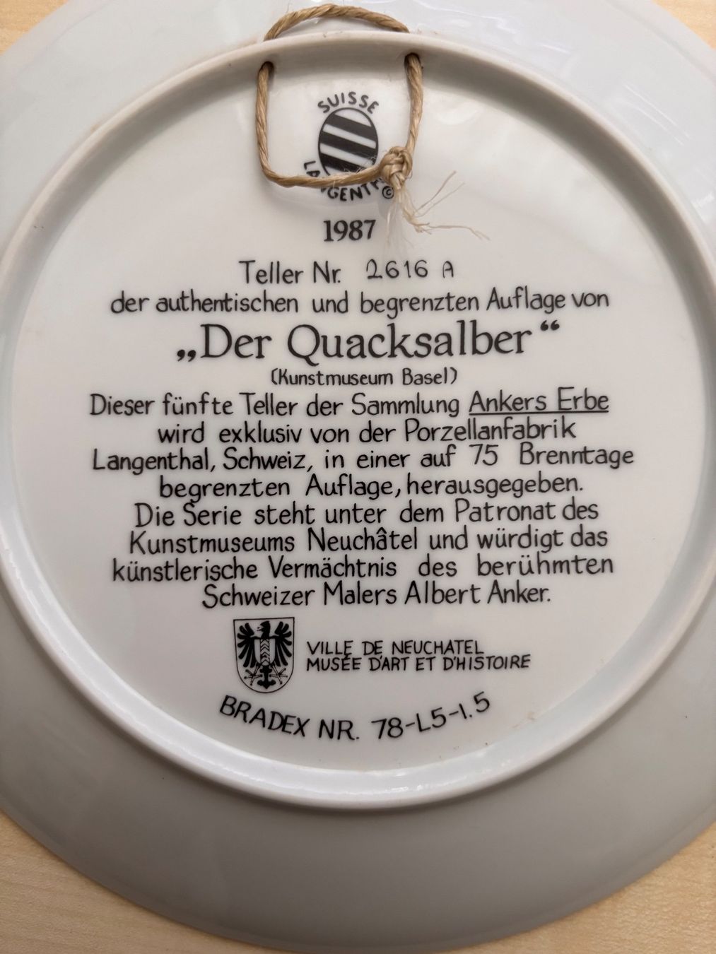 Assiettes: Sammelteller Albert Anker (Teller 5) – D'occasion à Leibstadt par Dany603 1