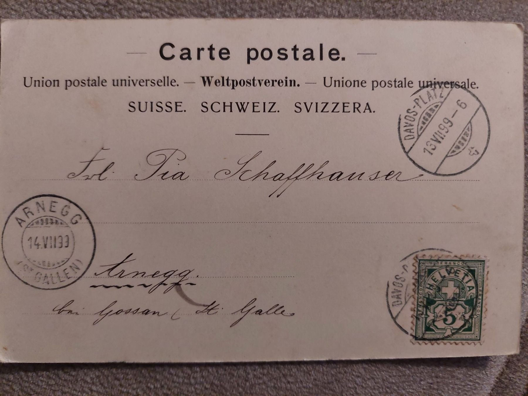 Cartoline postali: Ansichtskarte Davos von 1899 sehr selten – Usato da Elsau venduto da isidobrany09 1