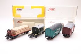 4x Liliput Güterwagen, H0