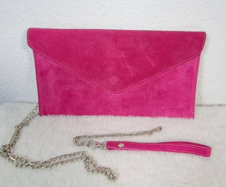 Leder/ Umhängetasche in kräftigem Pink-Rot