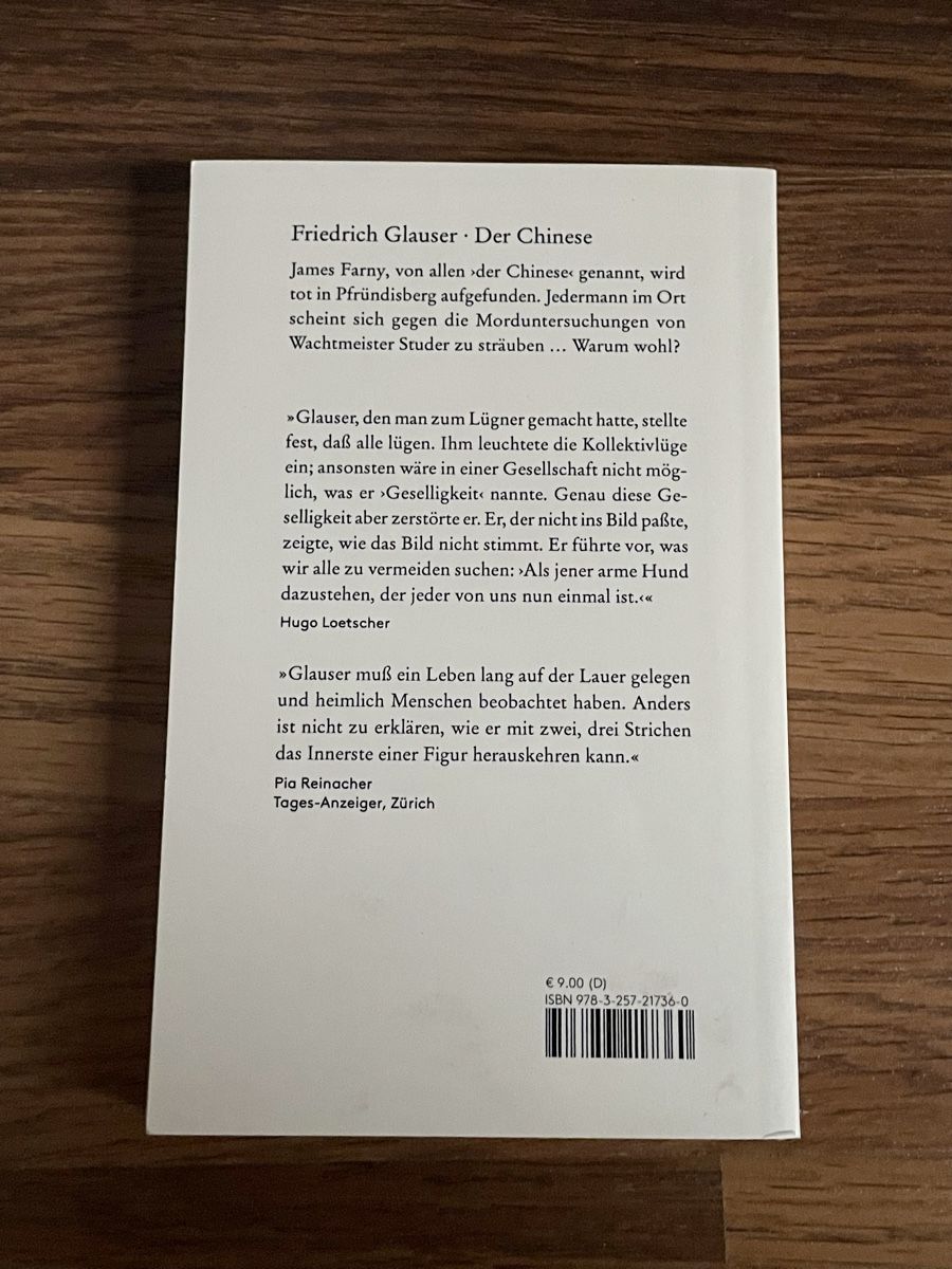 Libri: Friedrich Glauser - Der Chinese – Usato da Uster venduto da AlabasterOne 1