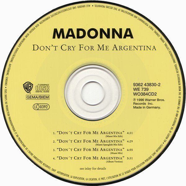 Madonna – Don't Cry For Me Argentina (Gebraucht) in Wilen b. Wollerau